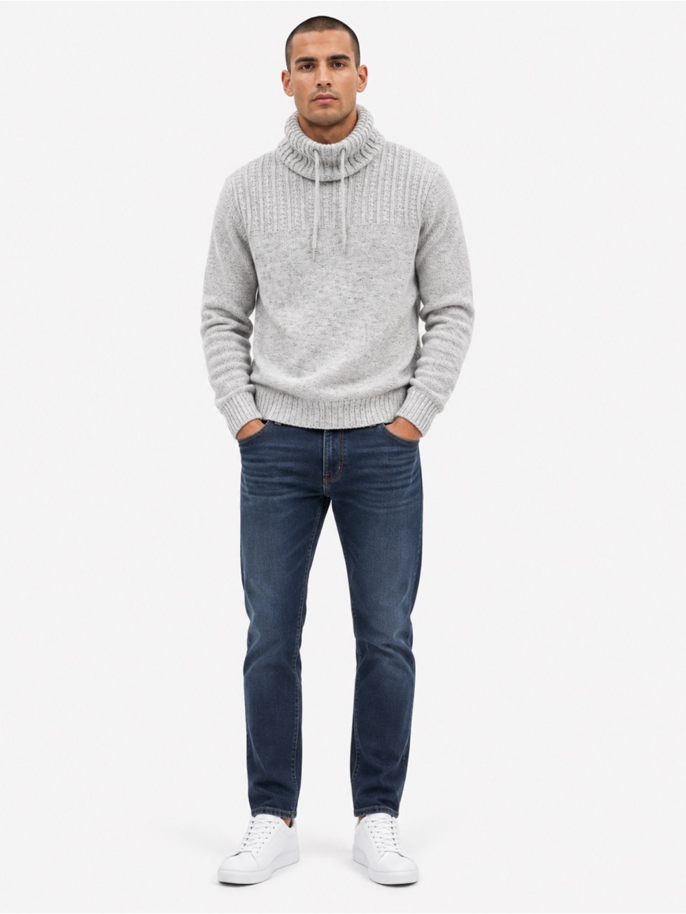 Men's Classic Gray Turtleneck Sweater